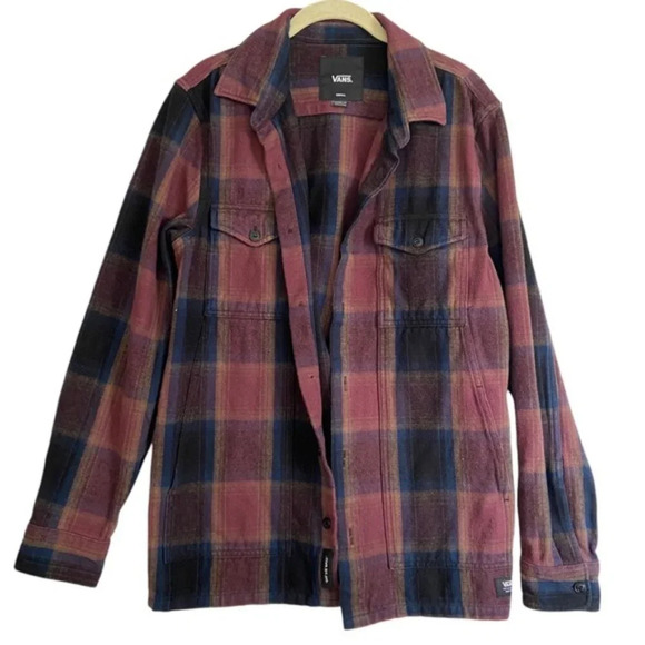 VANS Plaid Oversized Heavyhitter Flannel Button Down Shacket Shirt Sz S - Picture 1 of 14